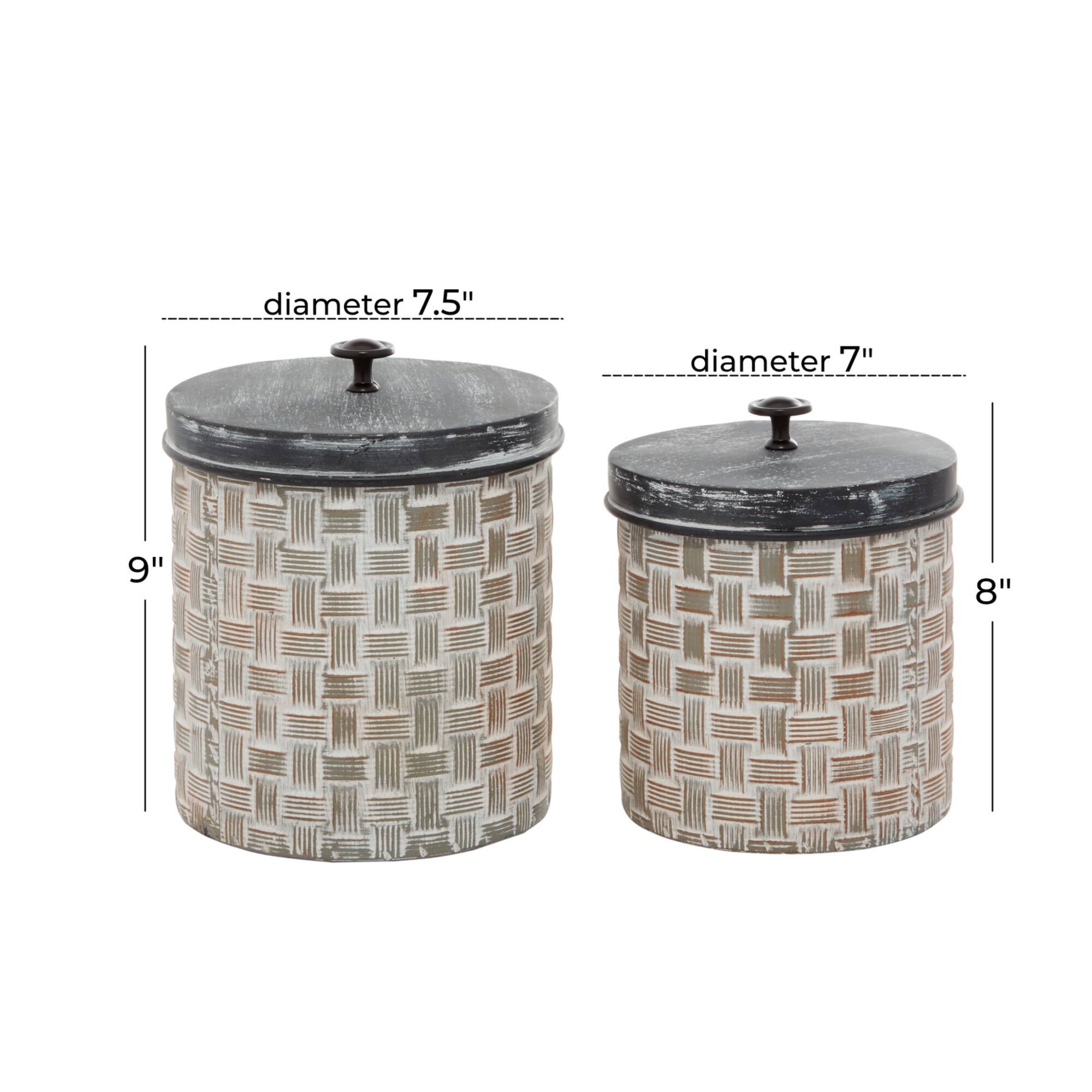 Brown Metal Decorative Cylinder Jar Set